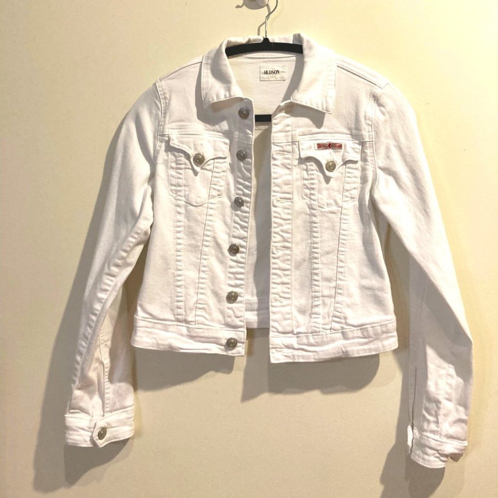 Girls Hudson White Demin Jean Jacket Size Large